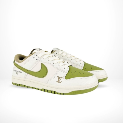 Angled front view of a full pair of Nike SB Dunk Low