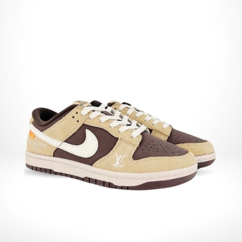 Angled front view of a full pair of Nike SB Dunk Low