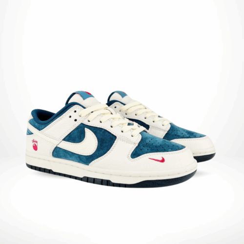 Angled front view of a full pair of Nike SB Dunk Low