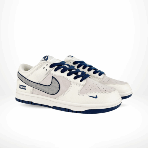 Angled front view of a full pair of Nike SB Dunk Low