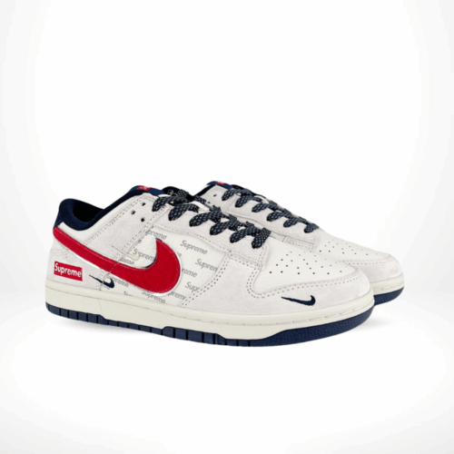 Angled front view of a full pair of Nike SB Dunk Low