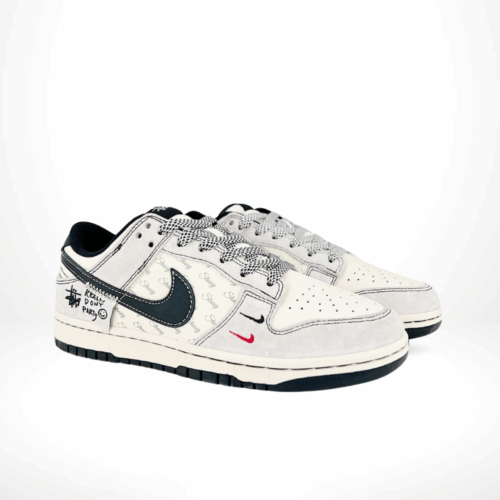 Angled front view of a full pair of Nike SB Dunk Low