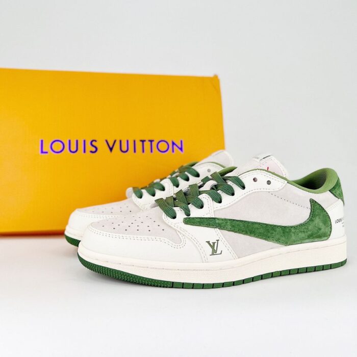NIKE AIR JORDAN 1 LOW X TRAVIS SCOTT X LOUIS VUITTON GREEN WHITE - Image 2