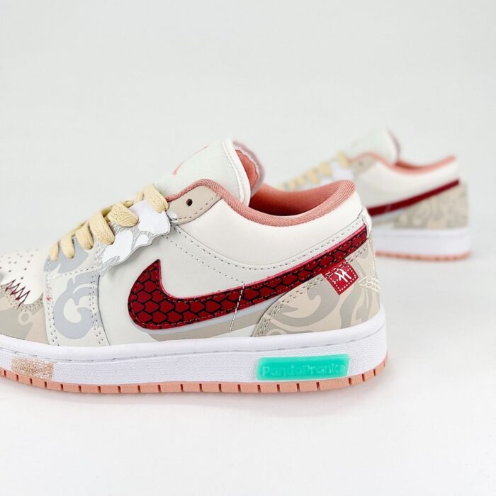NIKE MEN'S JORDAN 1 LOW CNY CUSTOM JOYFUL SPRING WHITE - Image 5