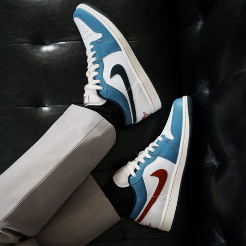 On-foot photo of the Air Jordan 1 Low