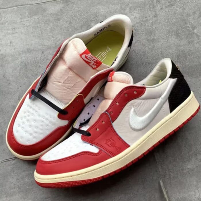 NIKE AIR JORDAN 1 LOW OG HOME X TROPHY ROOM SAIL VARSITY RED BLACK METALLIC GOLD HV6157 100 - Image 3