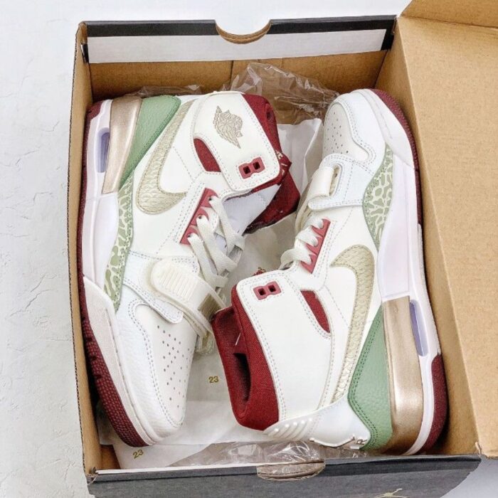 NIKE AIR JORDAN LEGACY 312 GS YEAR OF THE DRAGON WHITE BURGUNDY OLIVE GREEN FZ5047 120 - Image 3
