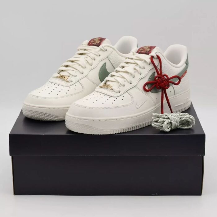 NIKE AIR FORCE 1 LOW YEAR OF THE SNAKE SAIL LIGHT BONE UNIVERSITY RED JADE HORIZON HV5979 130 - Image 2