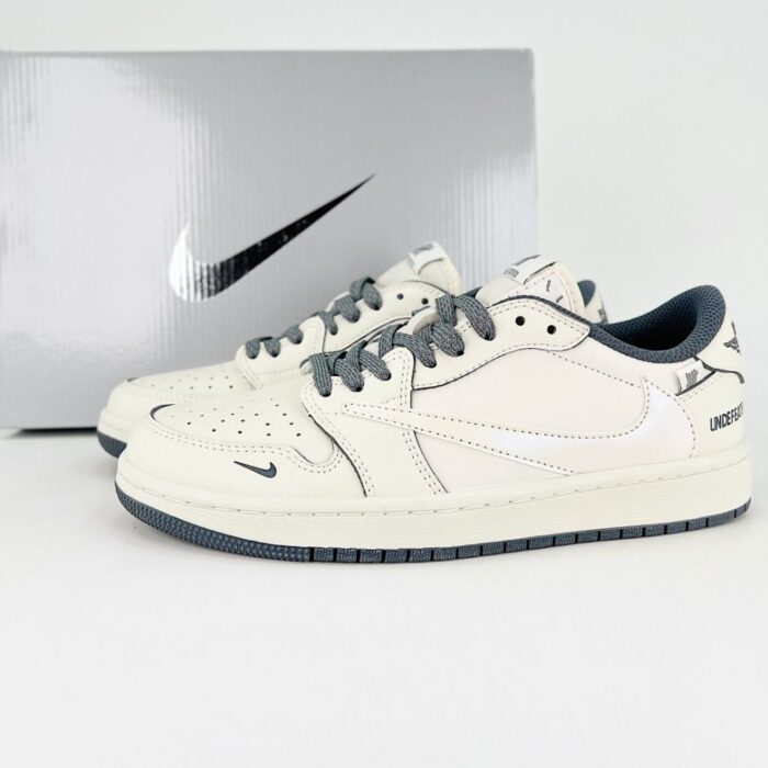 NIKE AIR JORDAN 1 LOW X TRAVIS SCOTT X UNDEFEATED WHITE GREY - Image 2