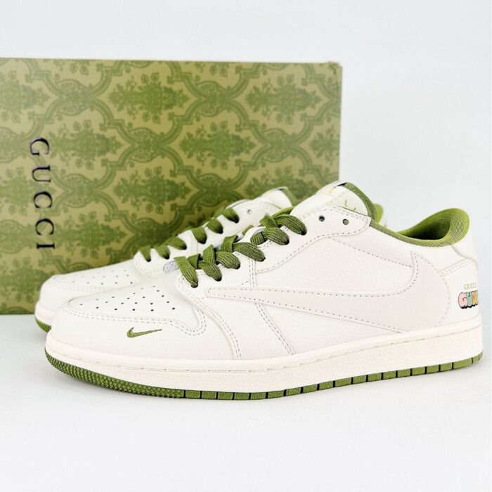 NIKE AIR JORDAN 1 LOW X TRAVIS SCOTT X GUCCI WHITE OLIVE - Image 2