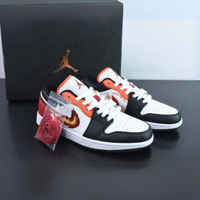 NIKE AIR JORDAN 1 LOW FLAMING SWOOSH FJ7222 101 - Image 2