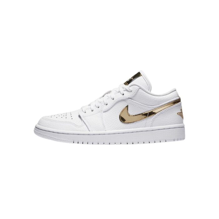 NIKE AIR JORDAN 1 LOW WHITE METALLIC GOLD CZ4776 100 - Image 2
