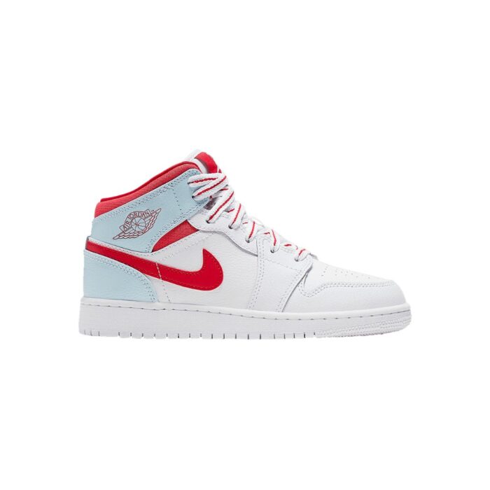 NIKE AIR JORDAN 1 MID WHITE TOPAZ MIST GS 555112 104 - Image 2