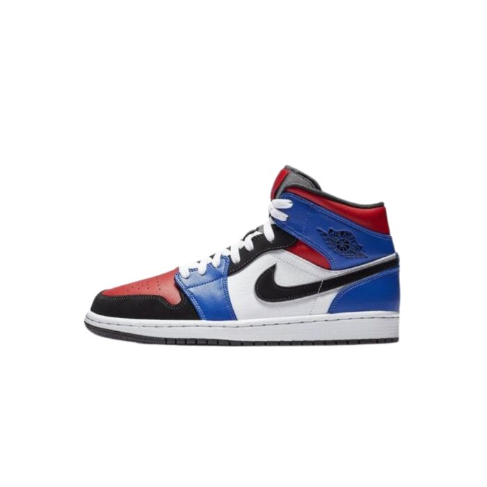 NIKE AIR JORDAN 1 MID TOP 3 WHITE BLACK HYPER ROYAL UNIVERSITY RED 554724 124 - Image 3