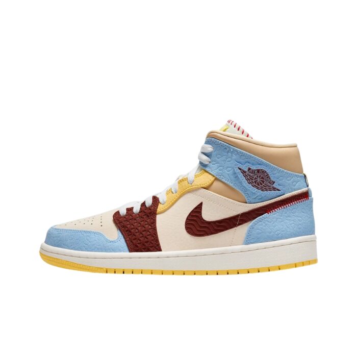 NIKE AIR JORDAN 1 MID SE FEARLESS MAISON CHATEAU ROUGE PALE VANILLA CINNAMON CU2803 200 - Image 3