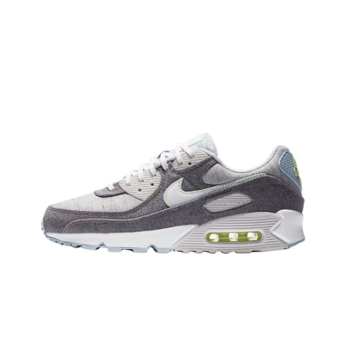 NIKE AIR MAX 90 RECYCLED CANVAS VAST GREY BARELY VOLT CELESTINE BLUE WHITE CK6467 001 - Image 3