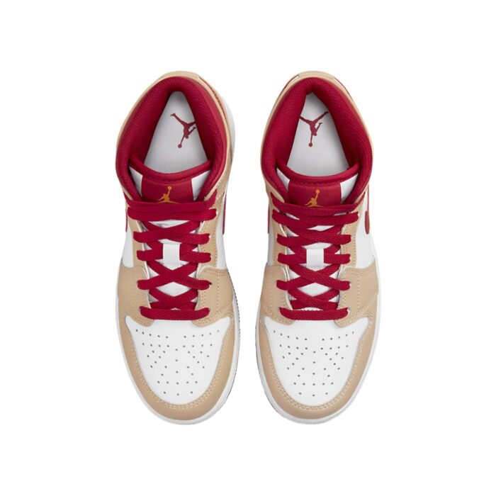 NIKE AIR JORDAN 1 MID BEIGE WHITE RED 554724 201 - Image 4