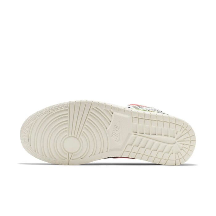 NIKE AIR JORDAN 1 MID ALL OVER LOGOS WHITE RACER BLUE BLACK CYBER INFRARED 554724 119 - Image 6