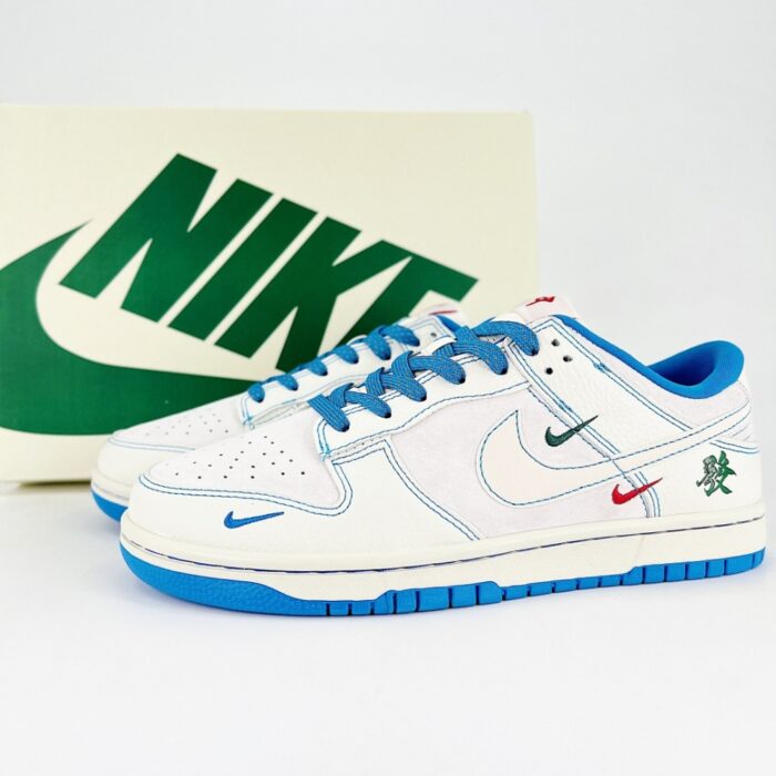 NIKE SB DUNK LOW WHITE BLUE STITCHING FORTUNE RED AG3702 857 - Image 2