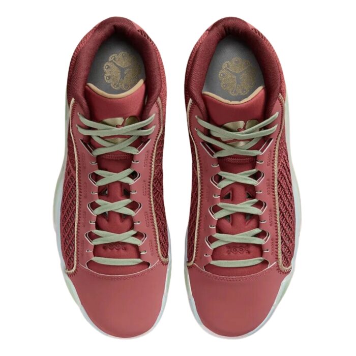 NIKE AIR JORDAN 38 YEAR OF THE DRAGON CEDAR METALLIC GOLD GRAIN LIGHT PUMICE SAIL OIL GREEN DARK TEAM RED FQ8894 600 - Image 3