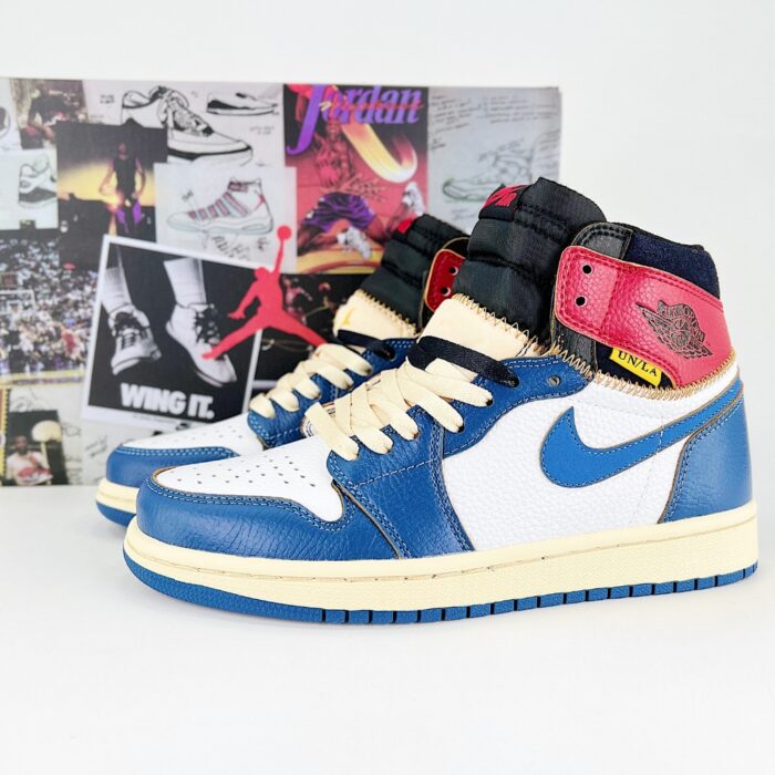 NIKE AIR JORDAN 1 RETRO HIGH UNION LA NRG STORM BLUE VARSITY RED BLACK BV1300 146 - Image 2