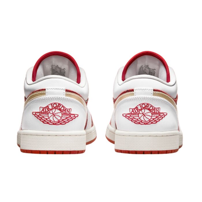 NIKE AIR JORDAN 1 LOW SPADES WHITE UNIVERSITY RED METALLIC GOLD DJ5185 100 - Image 5