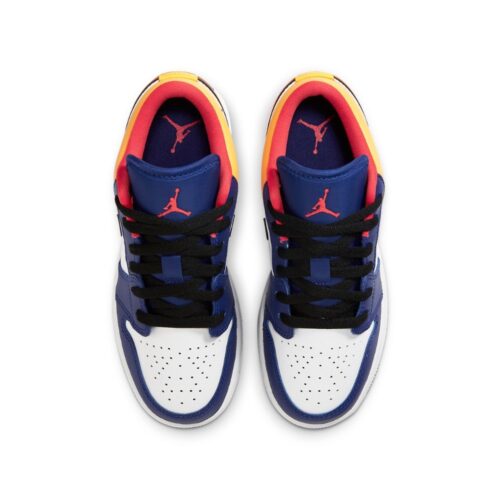 NIKE AIR JORDAN 1 LOW GS ROYAL YELLOW PREMIUM WHITE BLUE 553560 123 - Image 4