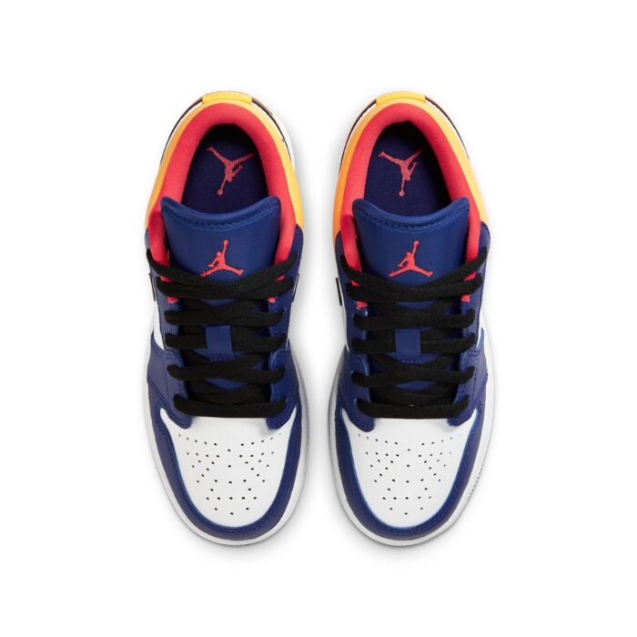 NIKE AIR JORDAN 1 LOW GS ROYAL YELLOW PREMIUM WHITE BLUE 553560 123 - Image 4