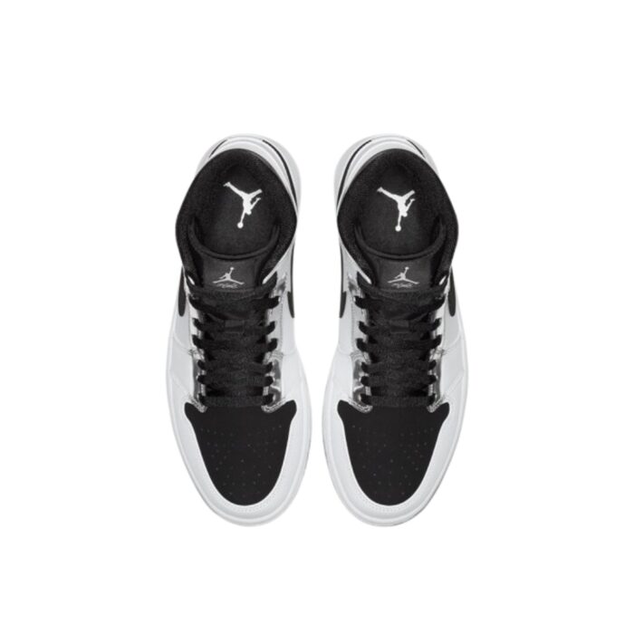 NIKE AIR JORDAN 1 MID ALTERNATE THINK 16 WHITE SILVER BLACK 554724 121 - Image 4
