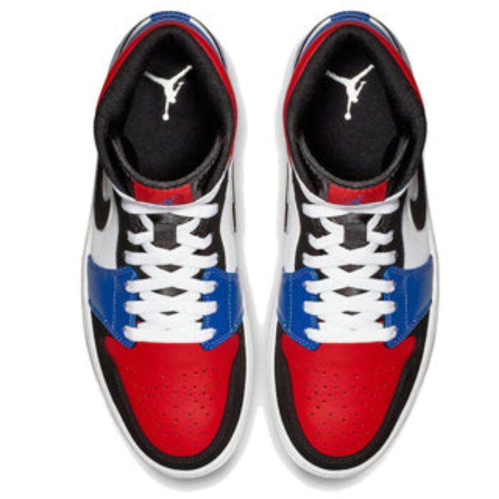NIKE AIR JORDAN 1 MID TOP 3 WHITE BLACK HYPER ROYAL UNIVERSITY RED 554724 124 - Image 4