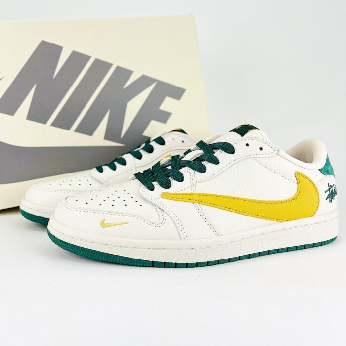 NIKE AIR JORDAN 1 LOW X TRAVIS SCOTT X FRAGMENT DESIGN OG SP WHITE GREEN YELLOW - Image 2
