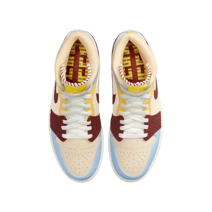 NIKE AIR JORDAN 1 MID SE FEARLESS MAISON CHATEAU ROUGE PALE VANILLA CINNAMON CU2803 200 - Image 4