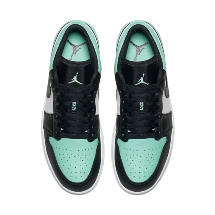 NIKE AIR JORDAN 1 LOW EMERALD TOE WHITE EMERALD RISE BLACK 553558 117 - Image 4
