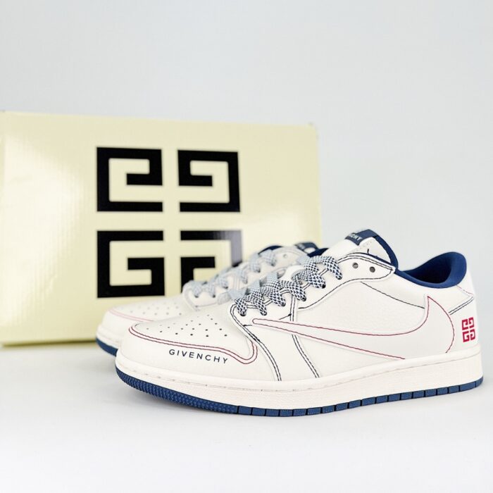 NIKE AIR JORDAN 1  LOW X TRAVIS SCOTT X GIVENCHY BEIGE BLUE RED - Image 2