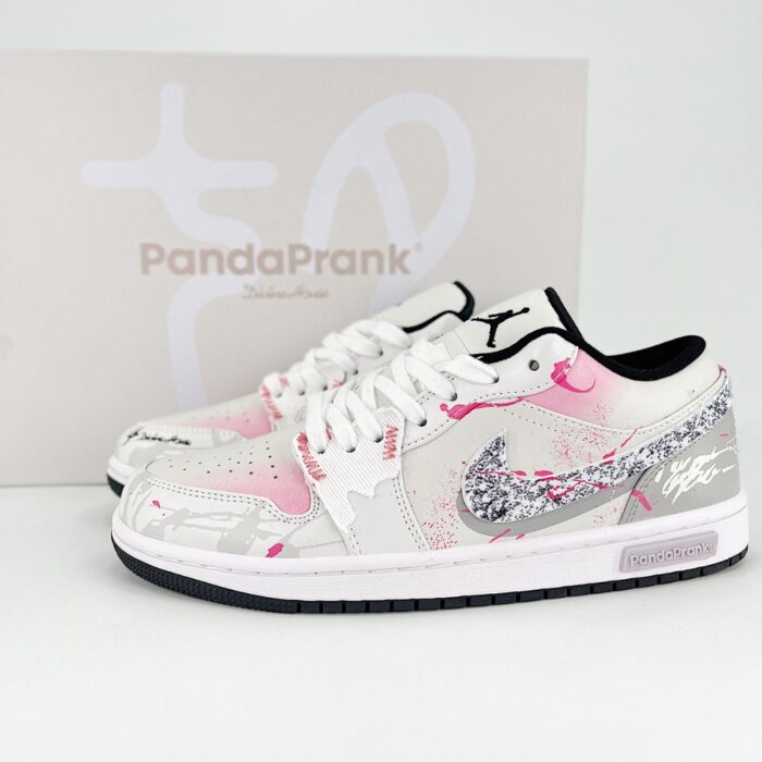 NIKE AIR JORDAN 1 LOW SPECIAL CUSTOM BY PANDA PRANK WHITE PINK - Image 2