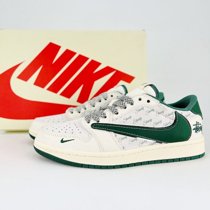 NIKE AIR JORDAN 1 LOW X TRAVIS SCOTT X STUSSY OFF WHITE GREEN YQ2088 669 - Image 2
