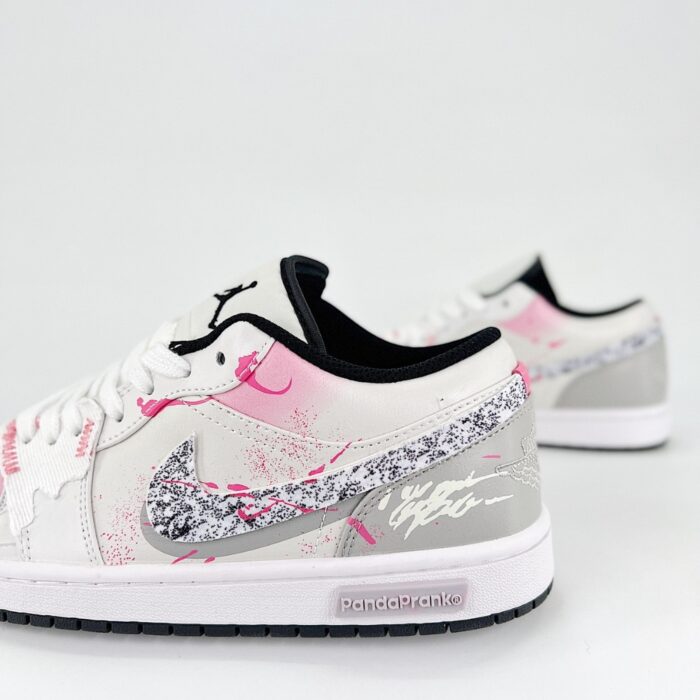 NIKE AIR JORDAN 1 LOW SPECIAL CUSTOM BY PANDA PRANK WHITE PINK - Image 3