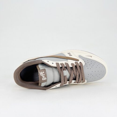 NIKE AIR JORDAN 1 LOW X TRAVIS SCOTT X FRAGMENT DESIGN OG SP BAPE WHITE GREY BROWN - Image 4