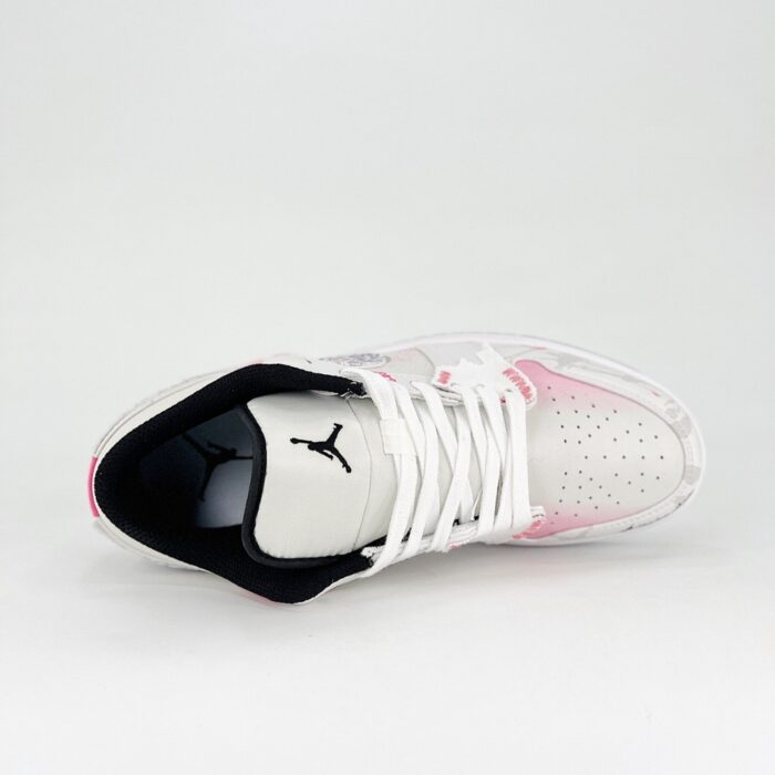 NIKE AIR JORDAN 1 LOW SPECIAL CUSTOM BY PANDA PRANK WHITE PINK - Image 4