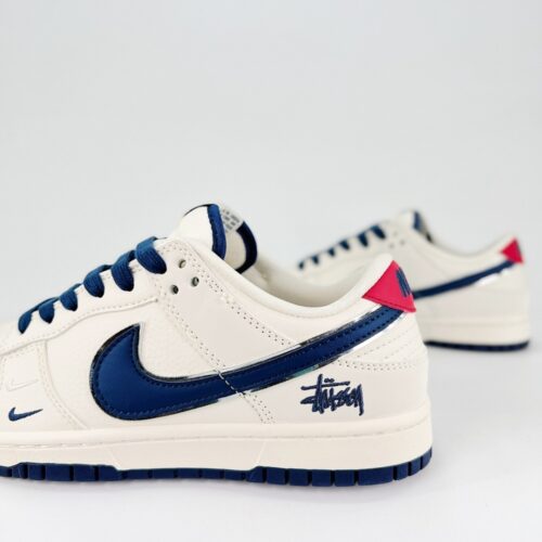 Nike SB Dunk Low X Stussy Beige Navy Blue Red - Image 3