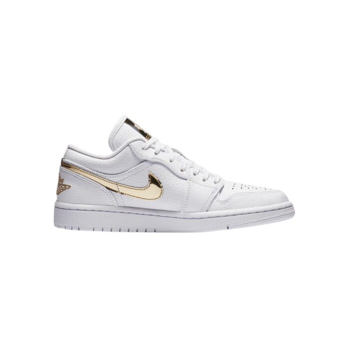 NIKE AIR JORDAN 1 LOW WHITE METALLIC GOLD CZ4776 100 - Image 3