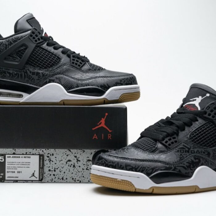 NIKE AIR JORDAN 4 RETRO LASER BLACK GUM CI1184 001 - Image 3