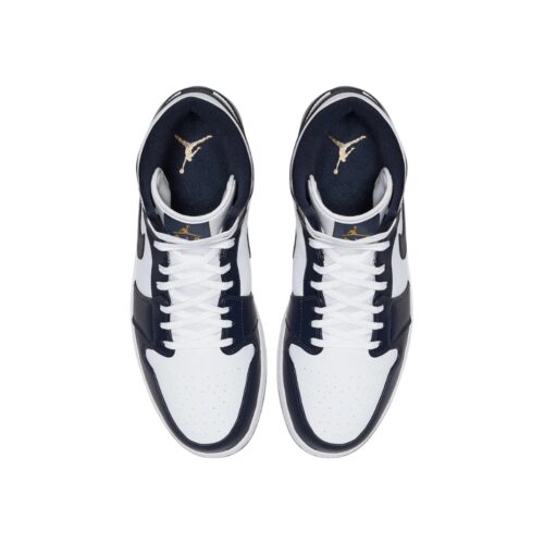 NIKE AIR JORDAN 1 MID WHITE METALLIC GOLD OBSIDIAN 554724 174 - Image 4