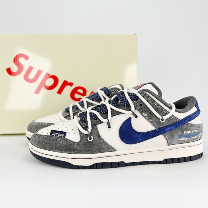 NIKE SB DUNK LOW SUPREME JOINT GRAY WHITE BLUE HOOK DRAWSTRING XS1186 100 - Image 2