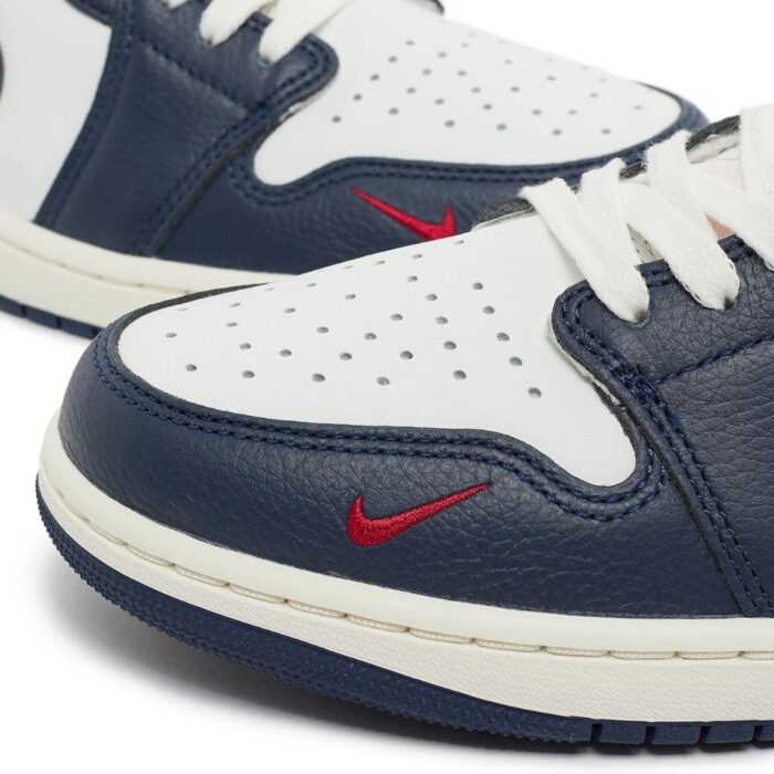NIKE AIR JORDAN 1 LOW OG HOWARD UNIVERSITY WHITE GYM RED MIDNIGHT NAVY NEUTRAL GREY SAIL MUSLIN HQ2993 100 - Image 6