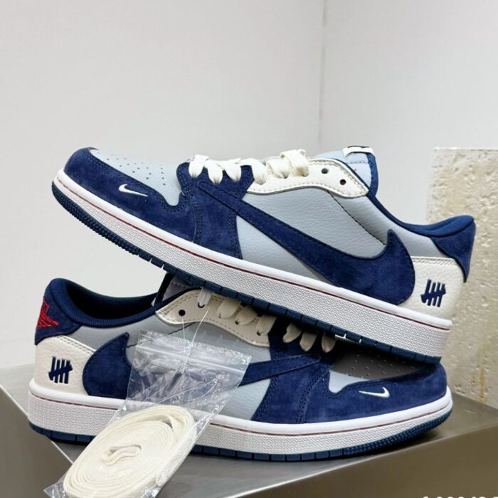 NIKE AIR JORDAN 1 LOW X TRAVIS SCOTT X UNDEFEATED NAVY GREY - Image 4