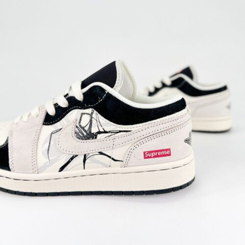 NIKE AIR JORDAN 1 LOW X SUPREME SPIDER BLACK WHITE - Image 5