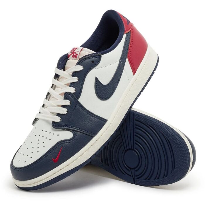 NIKE AIR JORDAN 1 LOW OG HOWARD UNIVERSITY WHITE GYM RED MIDNIGHT NAVY NEUTRAL GREY SAIL MUSLIN HQ2993 100 - Image 3