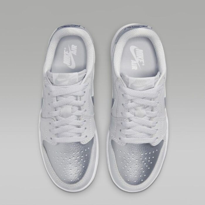 NIKE AIR JORDAN 1 LOW OG SILVER NEUTRAL GREY METALLIC SILVER WHITE CZ0790 002 - Image 5
