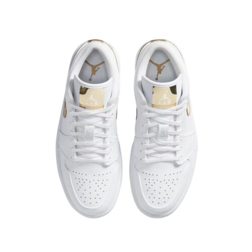 NIKE AIR JORDAN 1 LOW WHITE METALLIC GOLD CZ4776 100 - Image 5